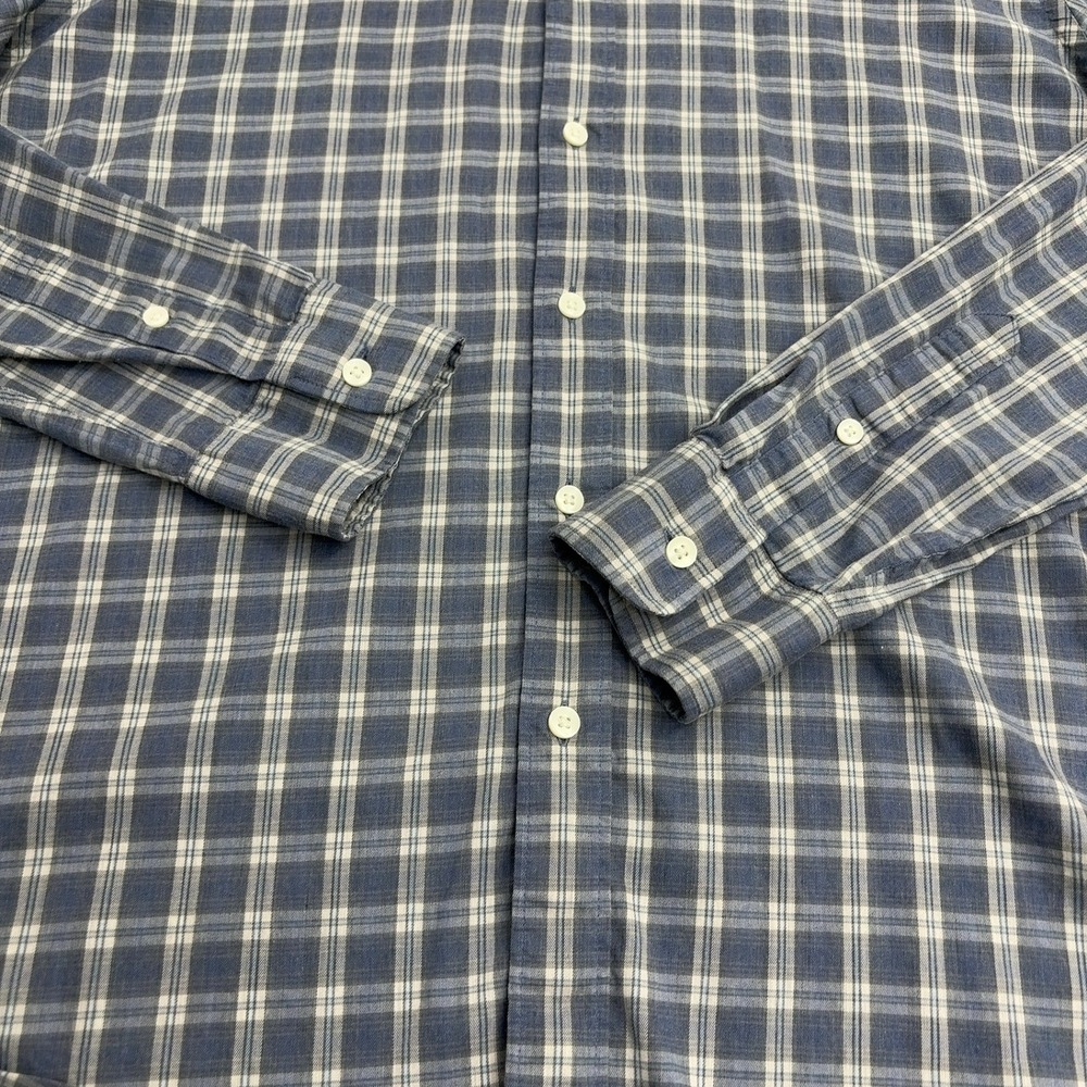 Faherty Shirt Mens L Blue Supima Cotton Stretch Plaid Button Down Casual Style - Picture 4 of 10
